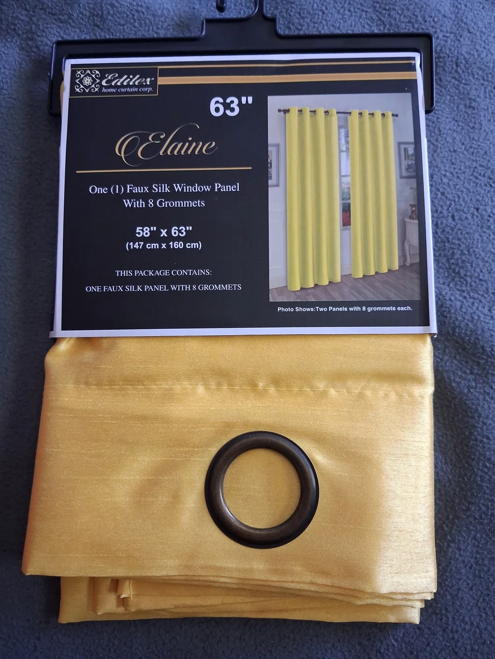 Faux Silk Window Panel Curtain Neon Yellow